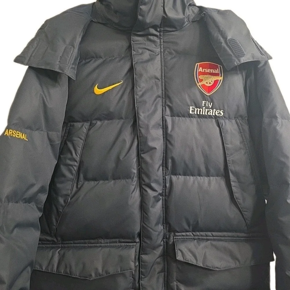 Nike Fit Arsenal Nylon Down Dark Grey Jacket Size M Football Soccer FLY EMIRATES